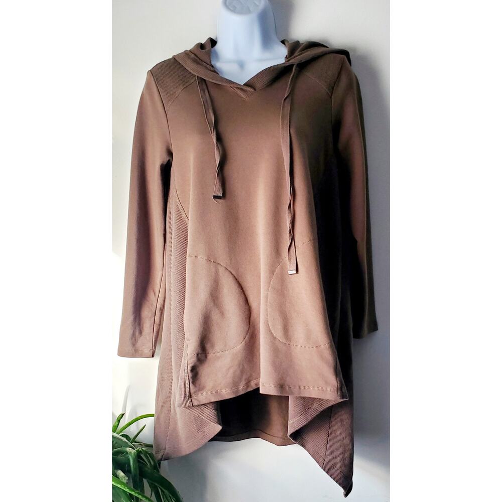 😺 LOGO Womens Brown Long Sleeve Tunic Size XXS/Small Oversized Boho